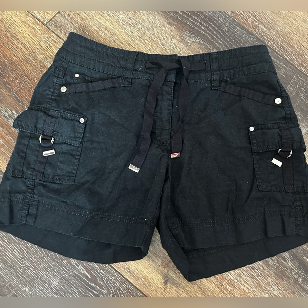White House Black Market Classic Black Shorts with Metal Accents